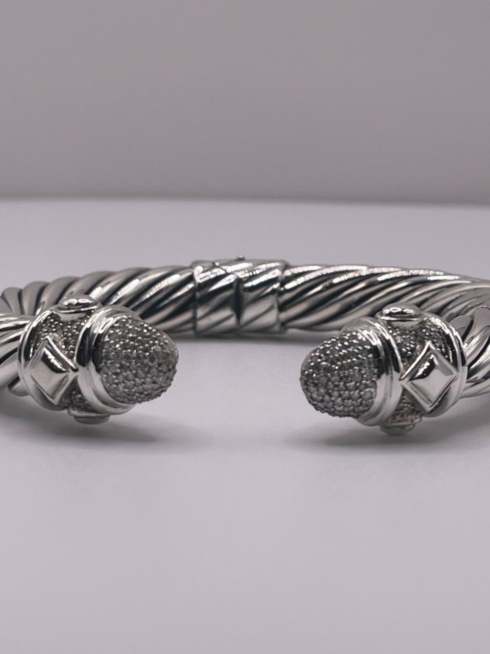 David Yurman 925 Silver Diamond Renaissance Cuff Bracelet - Picture 5 of 9
